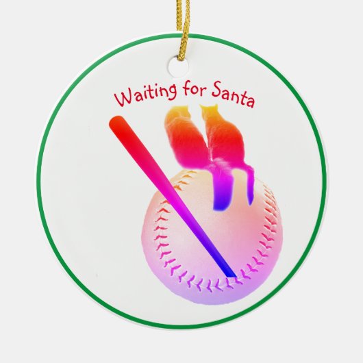 Katzen auf einer Baseball-Keramik Keramik Ornament (Vorne)