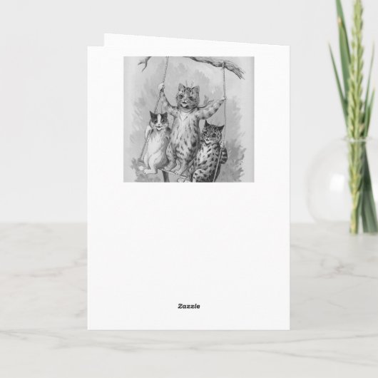 Katzen auf einer Swing- Louis Wain Dankeschön-Kart Dankeskarte (Rückseite)