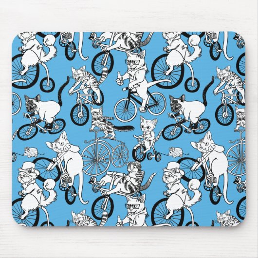 Katzen auf Fahrradmuster Mousepad (Vorne)