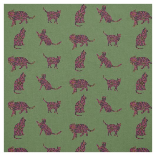 Katzen auf Grün Stoff (Muster)