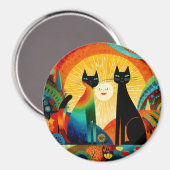 Katzen auf hellem und buntem Hintergrund, Magnet (Vorderseite/Rückseite)