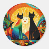 Katzen auf hellem und buntem Hintergrund, Magnet (Vorne)