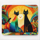 Katzen auf hellem und farbenfrohem Hintergrund, Mousepad (Vorne)