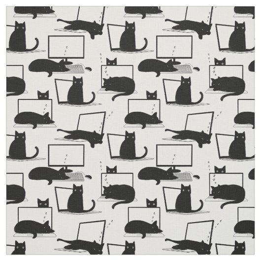 Katzen auf Laptops Stoff (Muster)