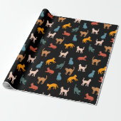 Katzen auf schwarz geschenkpapier (Ungerollt)