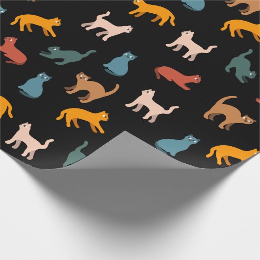 Katzen auf schwarz geschenkpapier (Ecke)