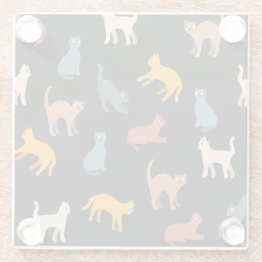 Katzen auf schwarz glasuntersetzer (Rückseite)