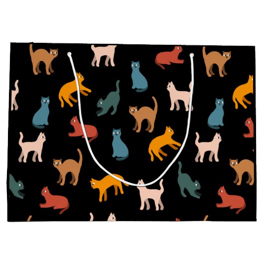 Katzen auf schwarz große geschenktüte (Rückseite)