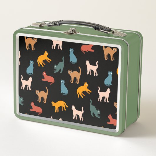 Katzen auf schwarz metall brotdose (Vorderseite)