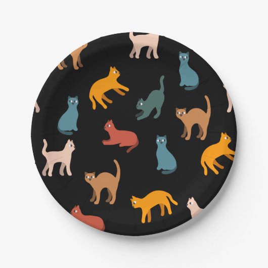 Katzen auf schwarz pappteller (Vorderseite)