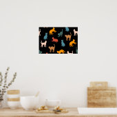 Katzen auf schwarz poster (Küche)