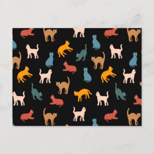 Katzen auf schwarz postkarte