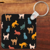 Katzen auf schwarz schlüsselanhänger (Rückseite)