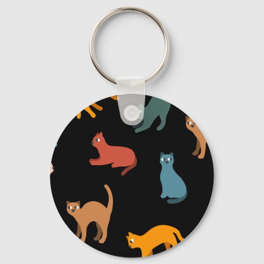 Katzen auf schwarz schlüsselanhänger (Vorderseite)