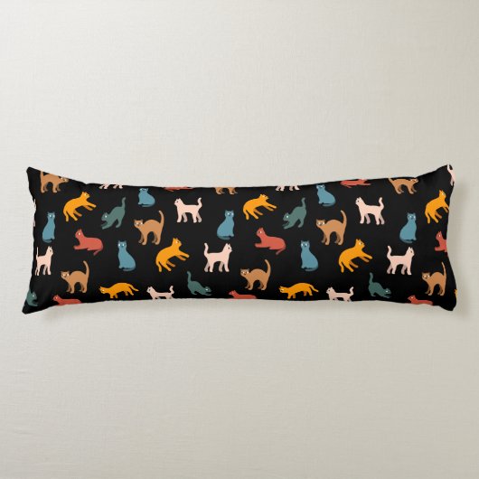 Katzen auf schwarz seitenschläferkissen (Vorderseite)