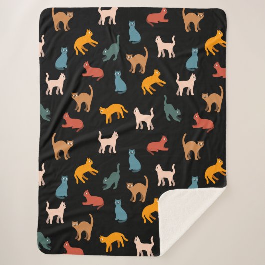 Katzen auf schwarz sherpadecke (Vorderseite)