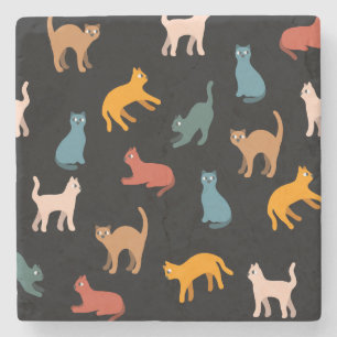 Katzen auf schwarz steinuntersetzer