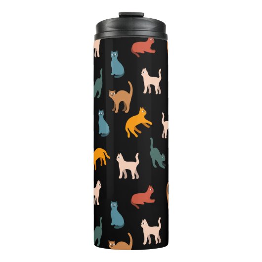 Katzen auf schwarz thermosbecher (Vorderseite)