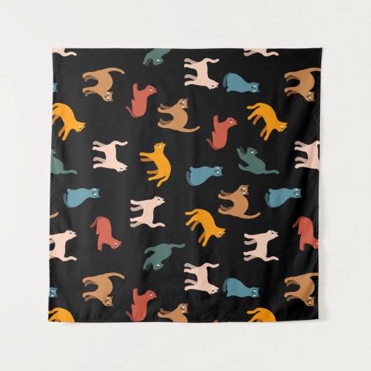 Katzen auf schwarz wandteppich (Vorderseite (Horizontal))