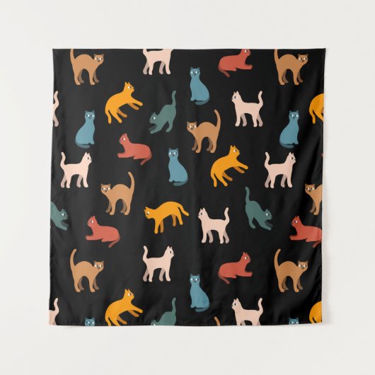 Katzen auf schwarz wandteppich (Vorderseite)