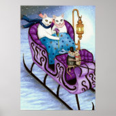 Katzen auf Sleigh 444 Winter Poster (Vorne)
