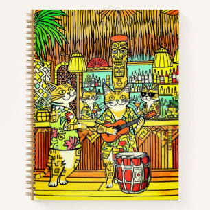 Katzen auf Urlaub in einem Tiki-Bar-Journal Notizblock