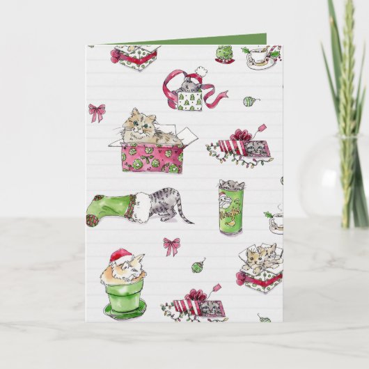 Katzen auf Weihnachtskarte Feiertagskarte (Vorderseite)