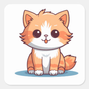 Katzen-Aufkleber aus Vinyl   Ästhetischer Aufklebe Quadratischer Aufkleber
