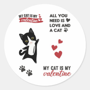 Katzen Aufkleber Set meine Katze ist mein Valentin