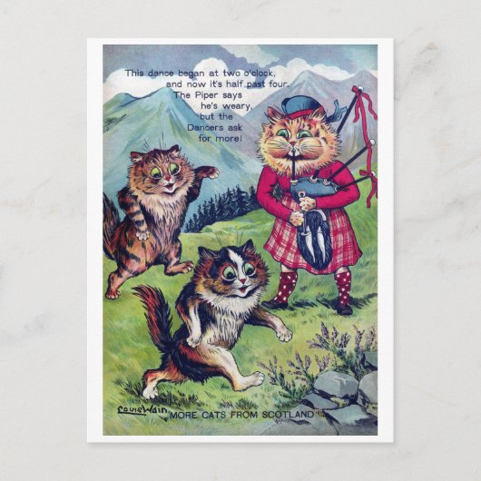 Katzen aus Schottland - Louis Wain Feiertagspostkarte (Vorderseite)