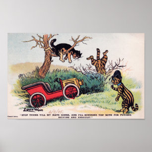 Katzen Auto Crash, Louis Wain Poster
