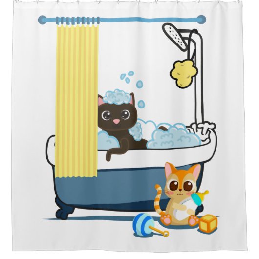 Katzen baden duschvorhang (Vorderseite)