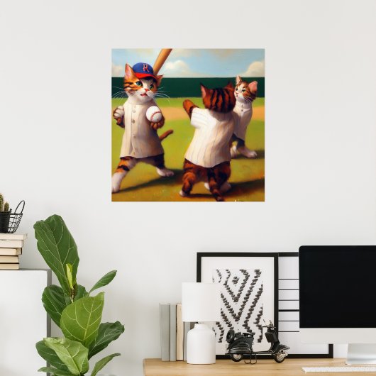 Katzen Baseball Poster (Heimbüro)