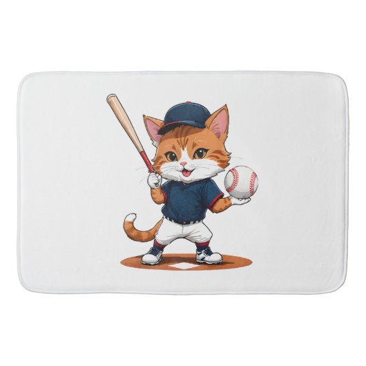 Katzen-Baseballspieler Badematte (Vorderseite)
