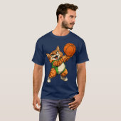 Katzen Basketballspieler / Basketball-Katzenkätzch T-Shirt (Vorne ganz)