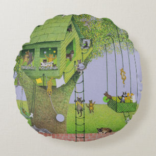 Katzen-Baum-Haus Rundes Kissen