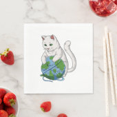 Katzen beherrschen den Weltkatzenwollglobus Serviette (Beispiel)