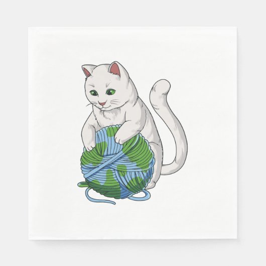 Katzen beherrschen den Weltkatzenwollglobus Serviette (Vorderseite)