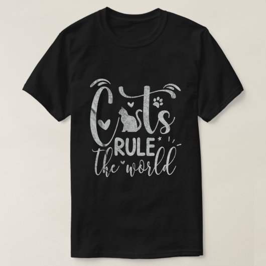Katzen beherrschen die Welt T-Shirt (Design vorne)