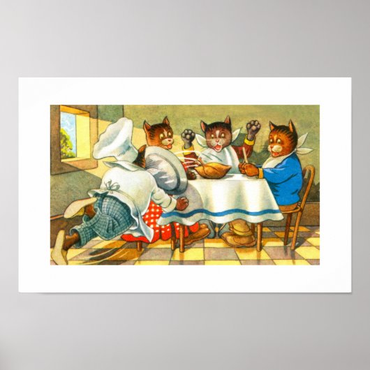 Katzen beim Abendessen Poster (Vorne)