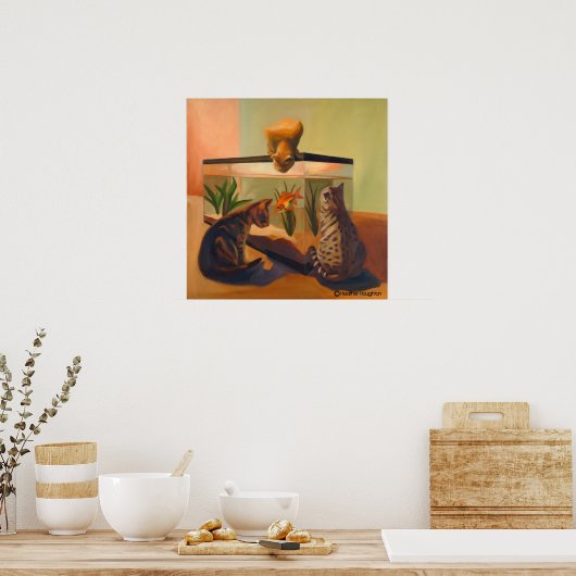 Katzen beobachten Fisch Poster (Küche)