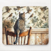 Katzen beobachten Vögel auf Tapeten Mousepad (Vorne)