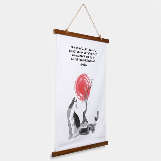 Katzen beobachten Vögel und Buddha Zitat Wandteppich Mit Holzrahmen (Gewinkelt)