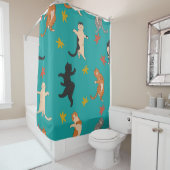 Katzen, Blätter im Herbst, niedliche Muster Duschvorhang (Beispiel)