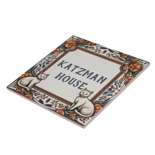 Katzen & Blume Eigene Hausnamensplatte Schilder Sc Fliese (Seite)