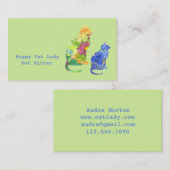 Katzen Blume für Sitter grün Visitenkarte (Vorne/Hinten)