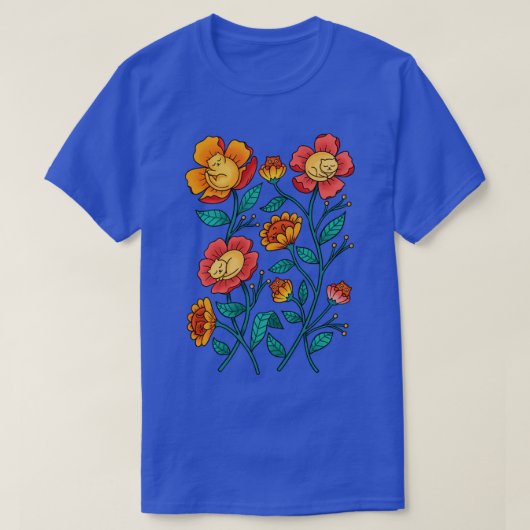 Katzen Blume T-Shirt (Design vorne)