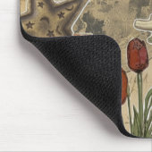 Katzen-Blumen-Collage-Muster – Hübsches künstleris Mousepad (Ecke)