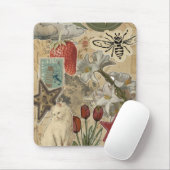 Katzen-Blumen-Collage-Muster – Hübsches künstleris Mousepad (Mit Mouse)