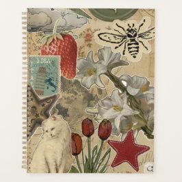 Katzen-Blumen-Collage-Muster – Hübsches künstleris Planer